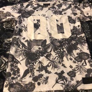 black and white floral jersey